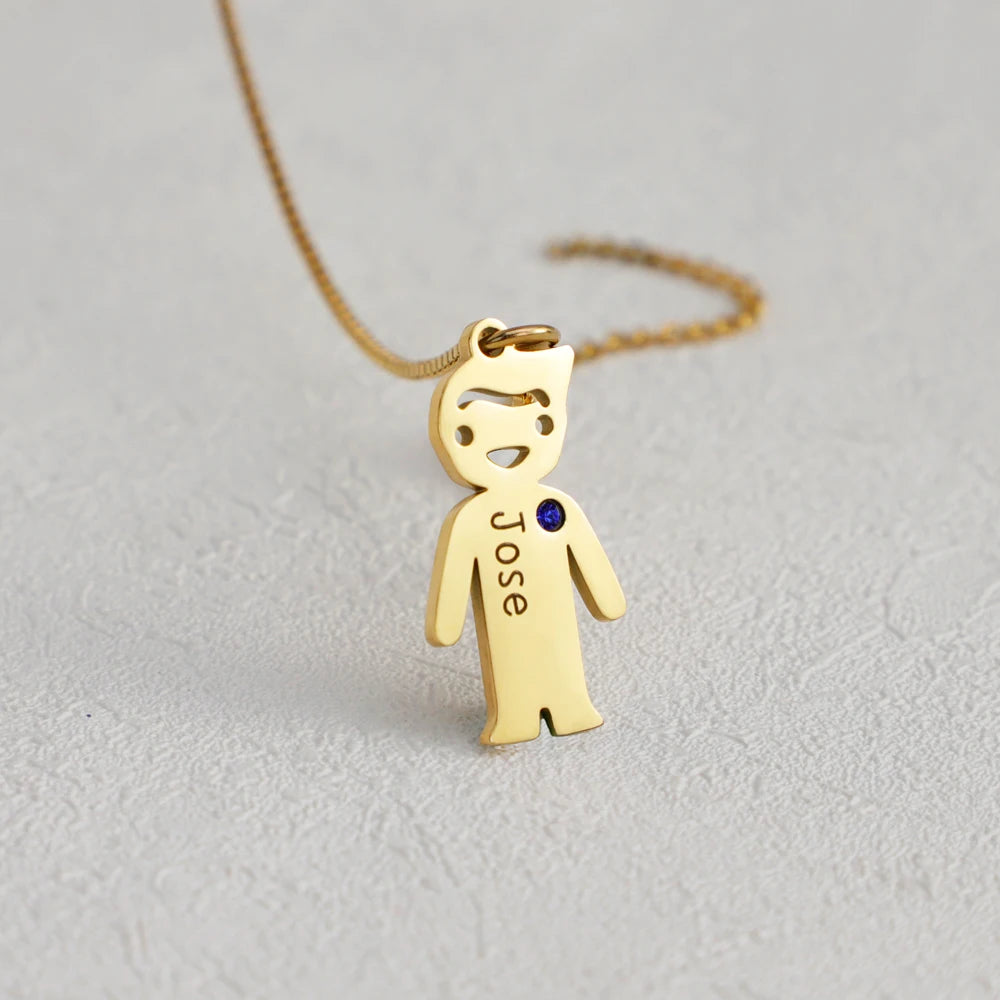 Personalized Birthstone Necklace Cute Kids Pendants Necklace