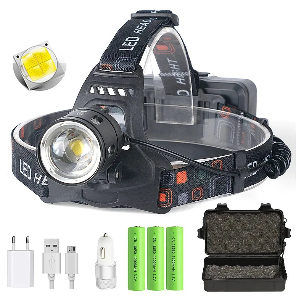 Powerful XHP70.2 XHP50.2 Led Headlamp Headlight Zoom Head Lamp Flashlight Torch 18650 battery USB Rechargeable Fishing Lantern