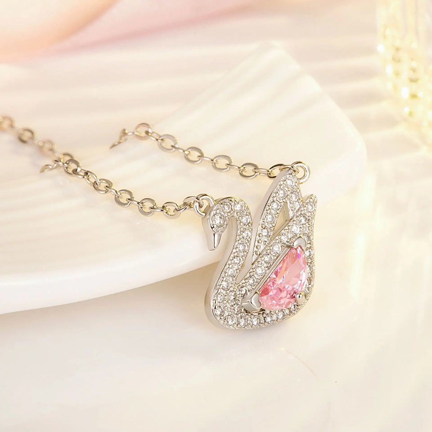 Pink Swan Necklace