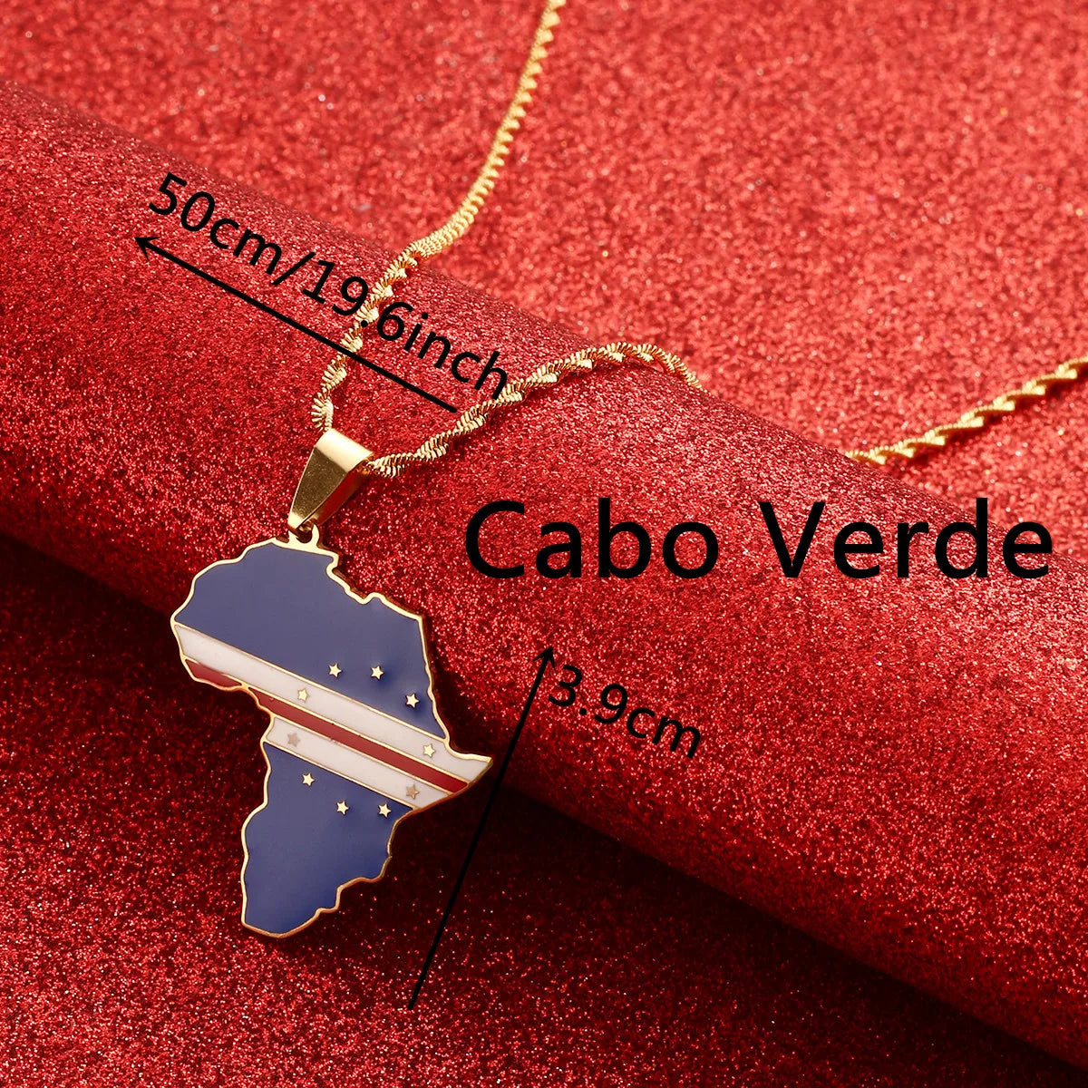 Africa Map & Cabo Verde Flag  Pendant