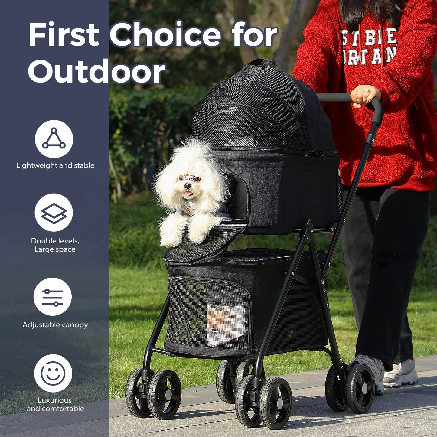 Pet Dog Cat Stroller Carrier Ultra Lightweight Travel Stroller