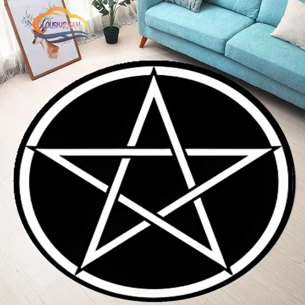 Pentacle Symbol Rug, Pentagram Patterned Carpet