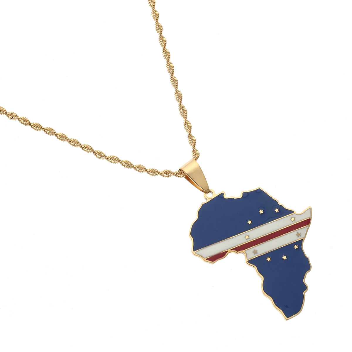 Africa Map & Cabo Verde Flag  Pendant