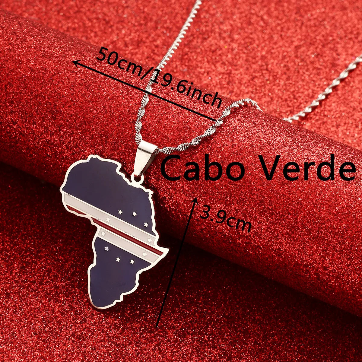 Africa Map & Cabo Verde Flag  Pendant