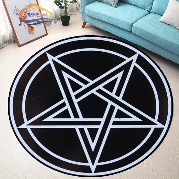 Pentacle Symbol Rug, Pentagram Patterned Carpet