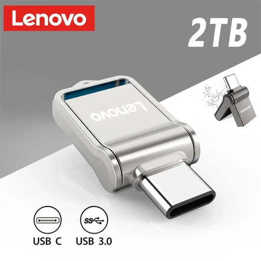 Lenovo USB 3.0 Flash Drives 2TB high speed Hard Drive portable 1TB Type-C 2-IN-1 Pen Drive 512GB metal Memory Stick For Table PC