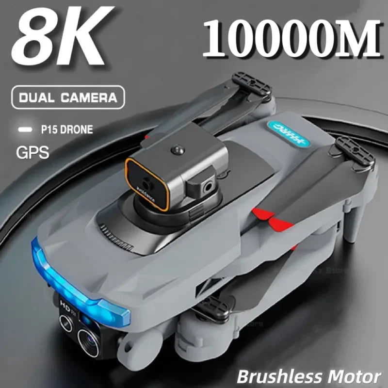 10000M P15 Drone Professional 8K Dual CameraGPS 5G Obstacle Avoidance Optical Flow Positioning Brushless Upgraded RC New