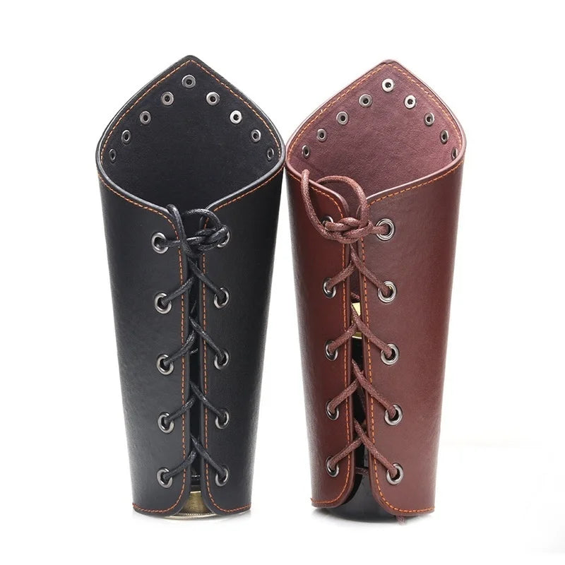 Men's Faux Leather Wide Bracer Lace Up Arm Armour