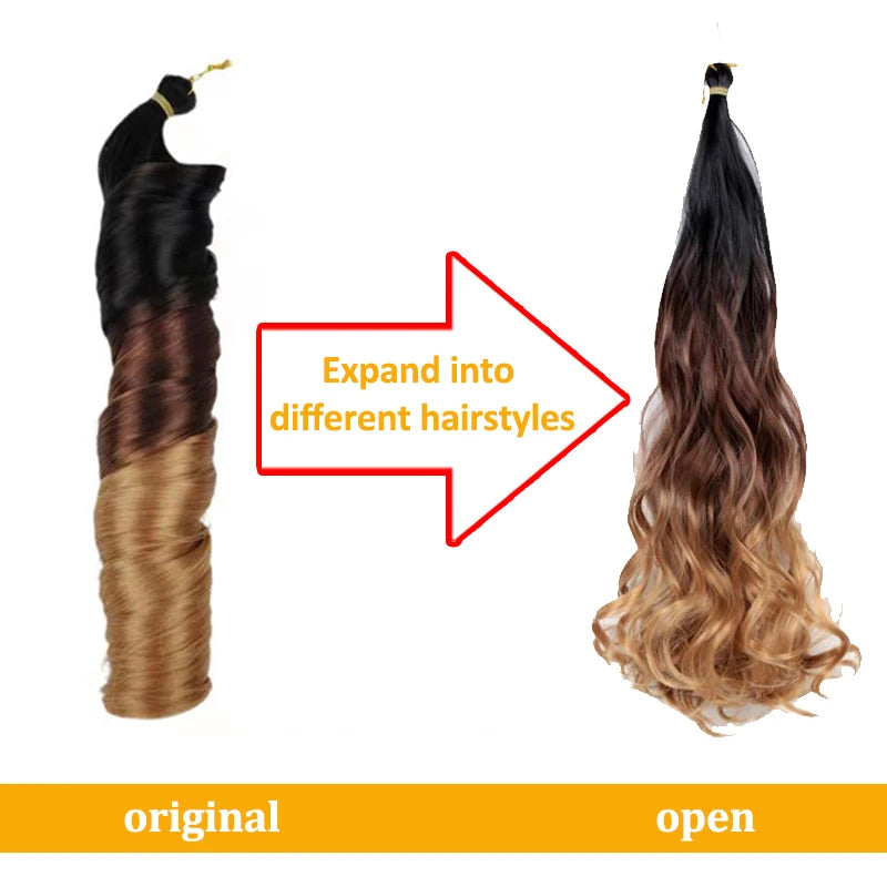 Spiral Curls Synthetic Braiding Hair Crochet Braids Loose Deep Wave Hair Extentions Ombre Freetress Wavy Hair for Black Women