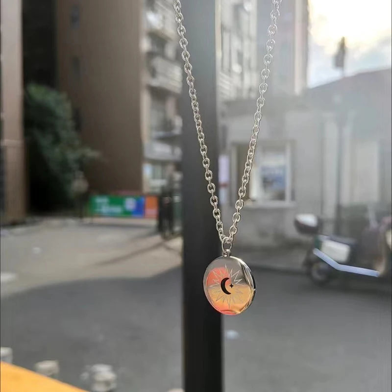 TV Series คาธ The Eclipse Ayan Khaotung Cosplay Moon Star Circular Pendant Titanium Steel Necklace Lovers Jewelry Accessories