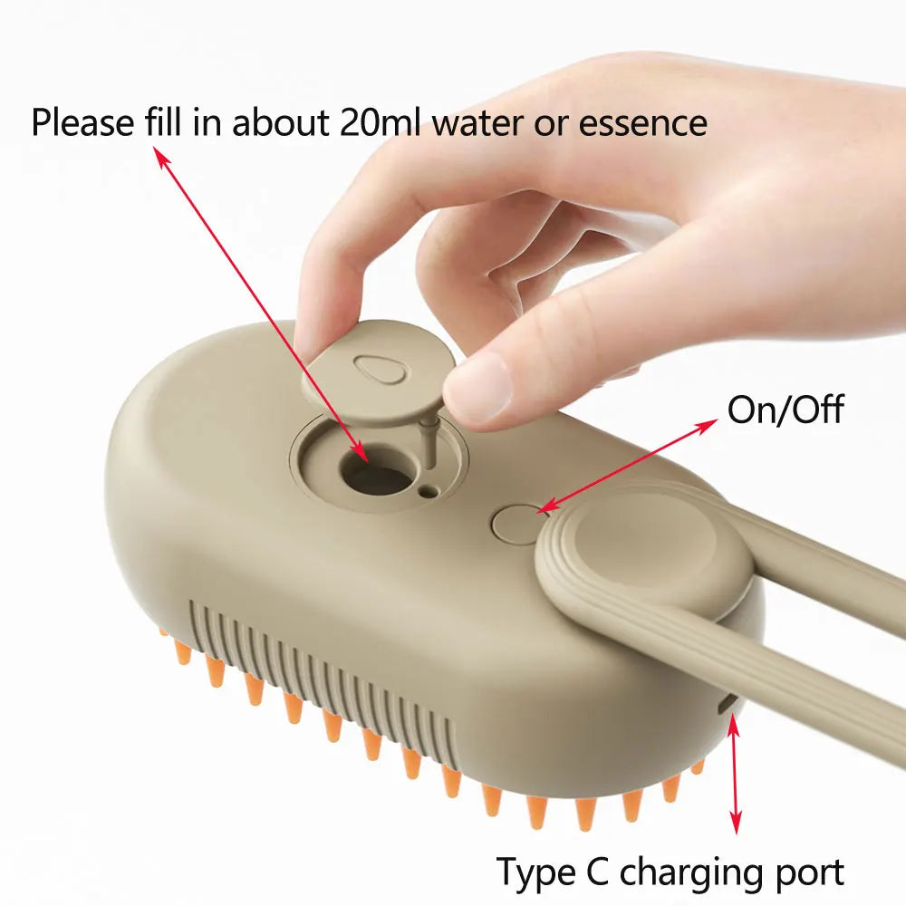 Rechargeable Steam Cat Grooming Brush Steamy To Remove Loose Hair