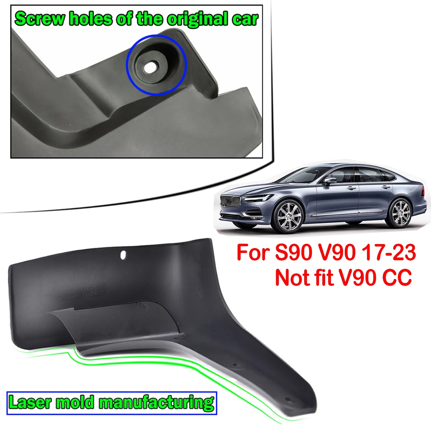 Set Car Mudflaps For VOLVO V90 S90 2016 - 2023 Mud Flaps Splash Guard Mudguards Front Rear Molded 2017 2018 2019 2020 2022 2021