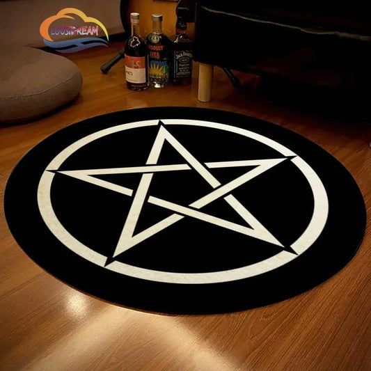 Pentacle Symbol Rug, Pentagram Patterned Carpet