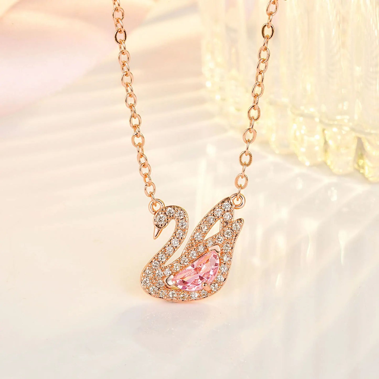 Pink Swan Necklace