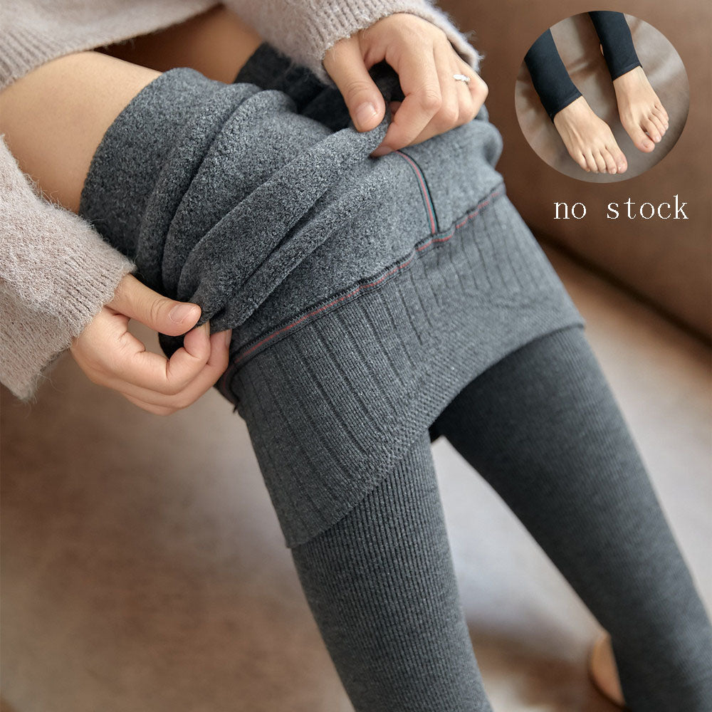 Hoge taille strepen legging Winter warme dikke hoge stretch imitatie-kasjmier broek skinny fitness vrouw broek