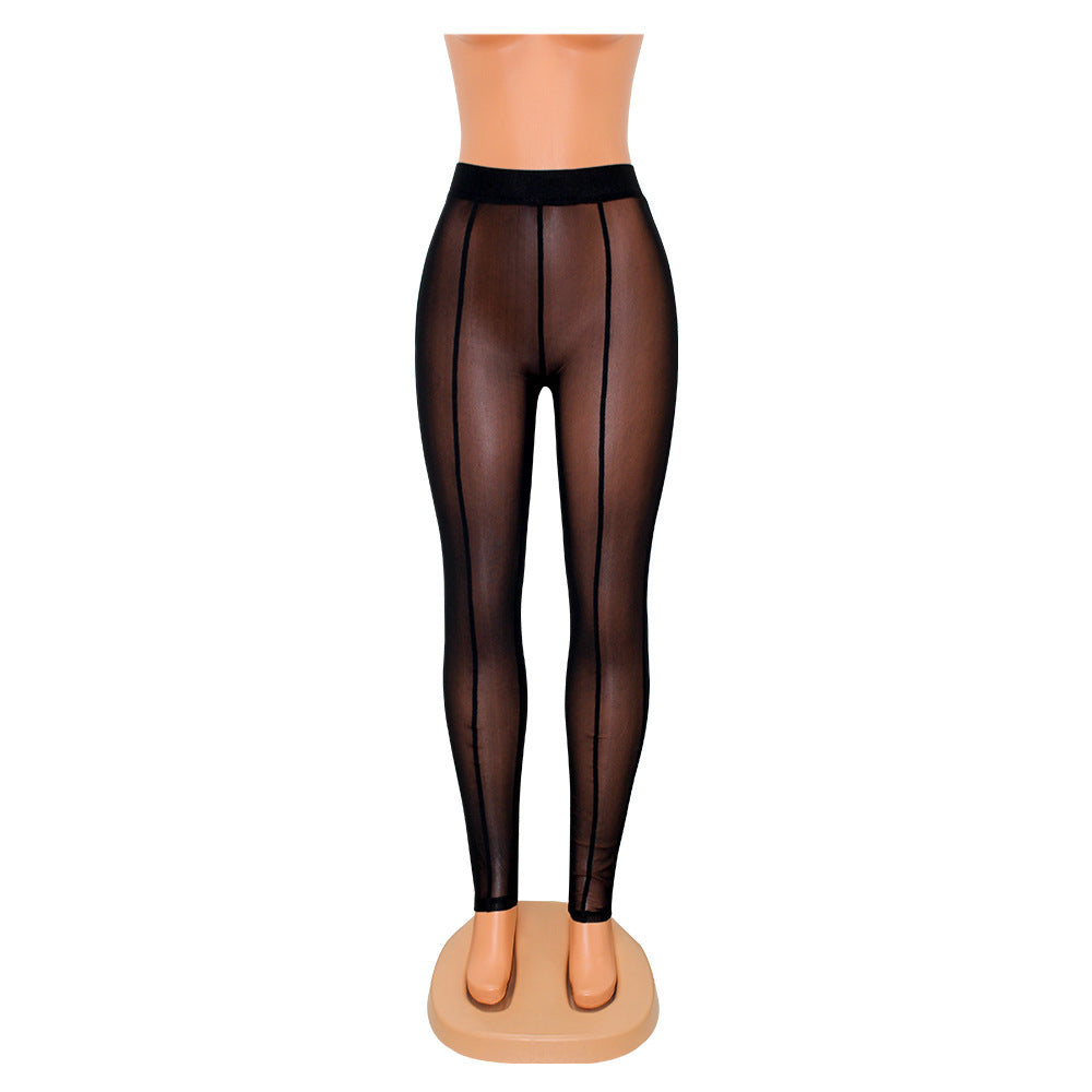 Skinny mesh doorzichtige legging voor dames