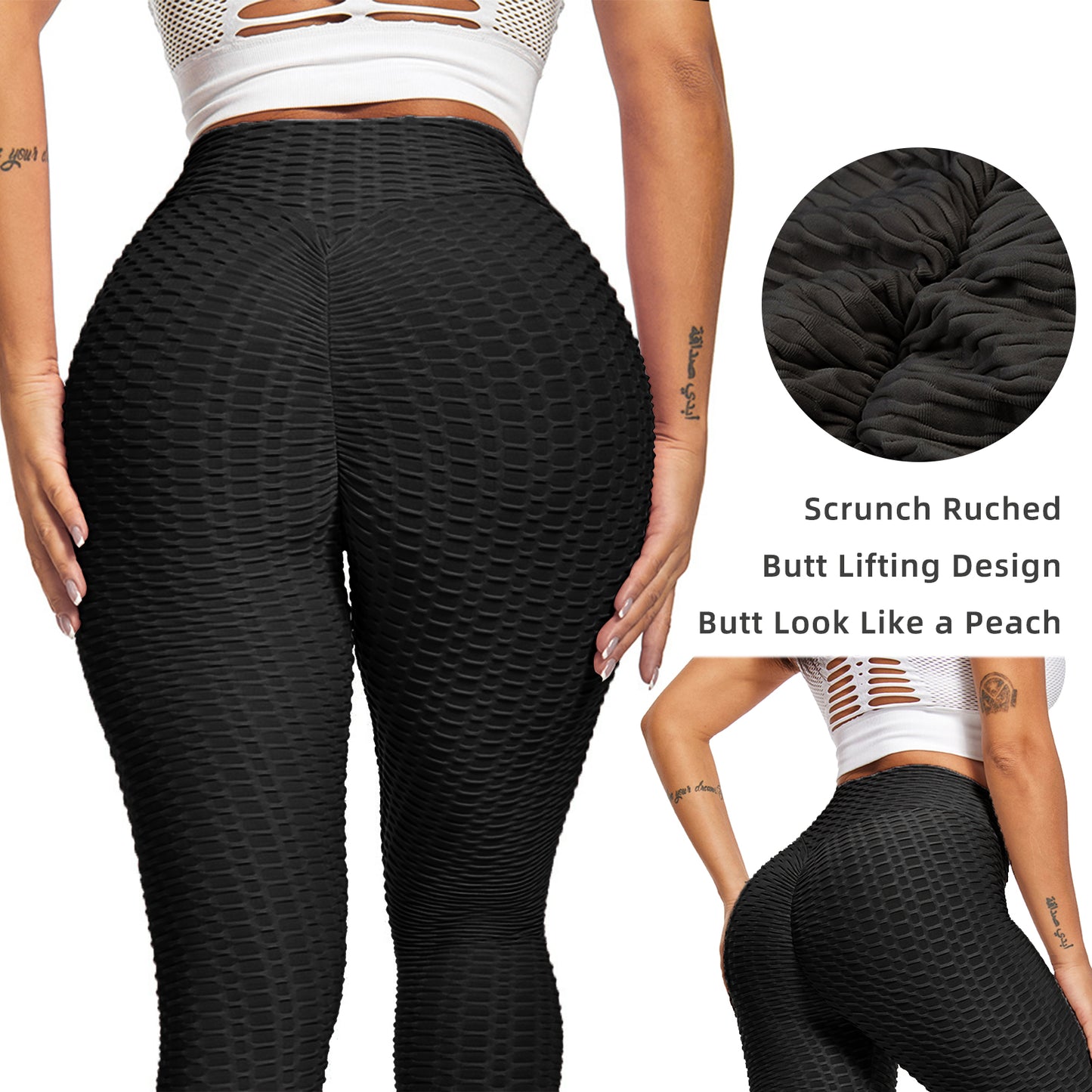 Dames TIK Tok-legging Bubble getextureerde legging Butt Lifting yogabroek zwart Amazon verboden