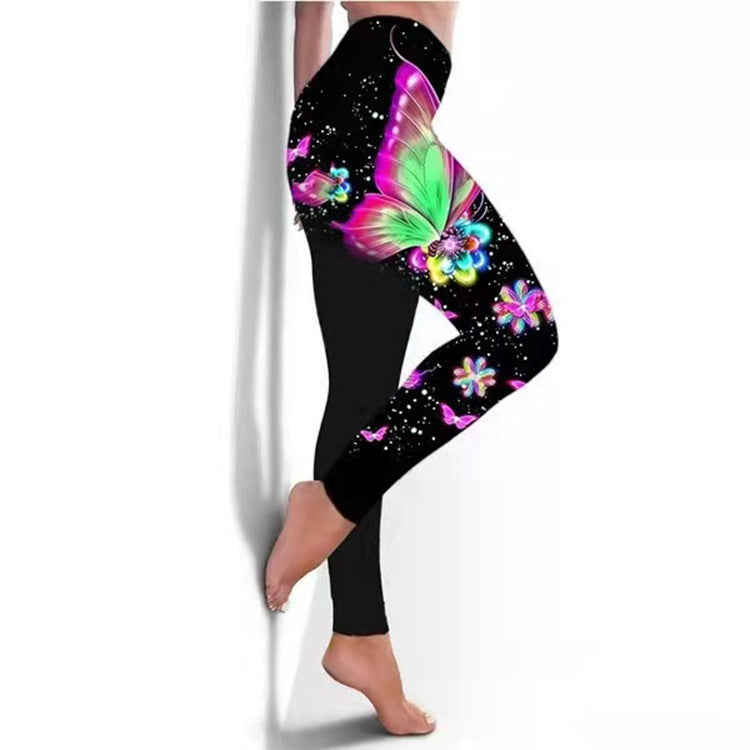 Leggings de Fitness respirants pour femmes, pantalon de Yoga imprimé papillon, slim