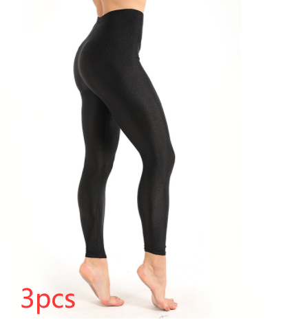 Leggings d'exercices pour femmes décontracté brillant Legging brillant femme